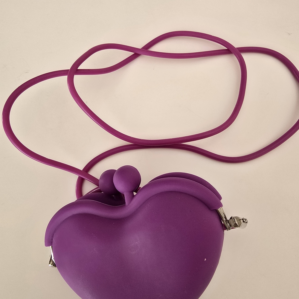 Purple Heart-Shaped Women's Tiny Silicone Crossbody Bag